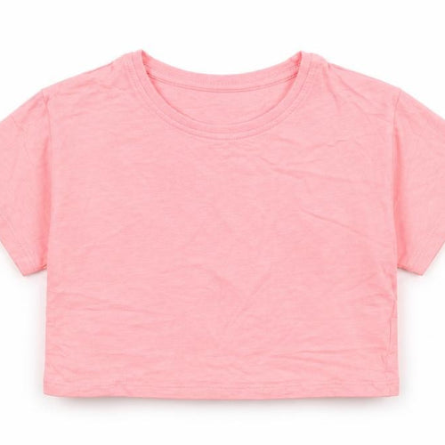 Matalan Girls Pink   Cropped T-Shirt Size 7 Years