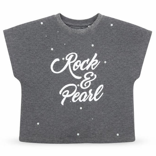 outfit kids Girls Grey   Basic T-Shirt Size 5 Years  - rock & pearl