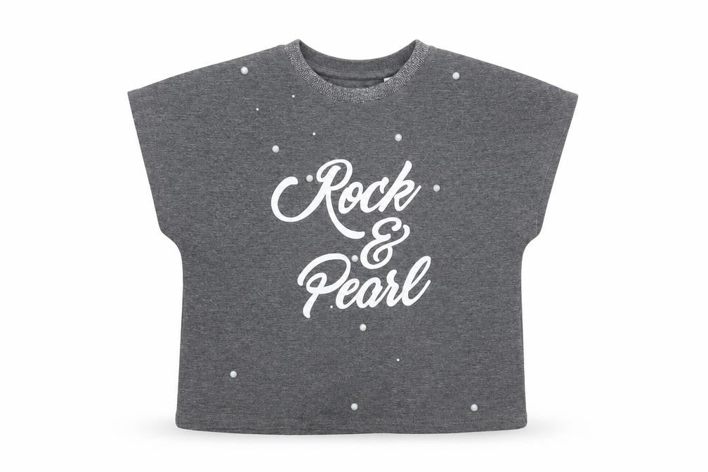 outfit kids Girls Grey   Basic T-Shirt Size 5 Years  - rock & pearl