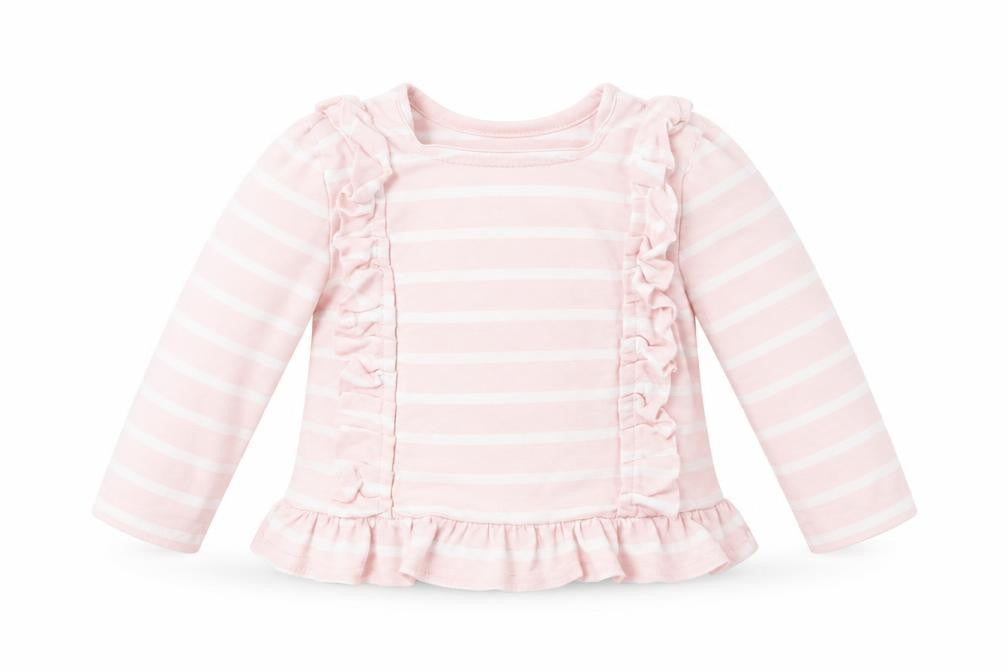 Maine New England Girls Pink Striped  Basic T-Shirt Size 3-6 Months