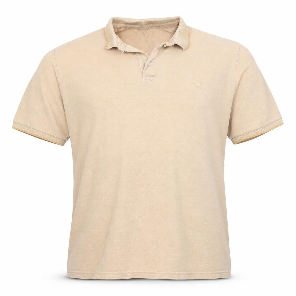 Front view of Preworn men’s orange polo, size L