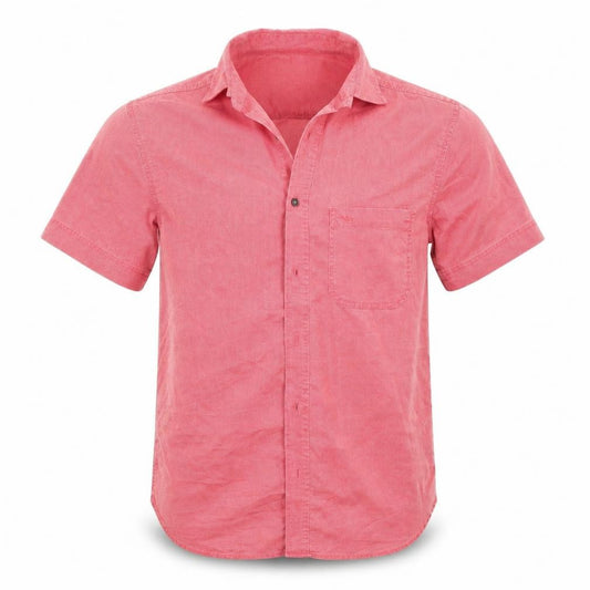 Front view of Marks & Spencer men’s red button-up, size S