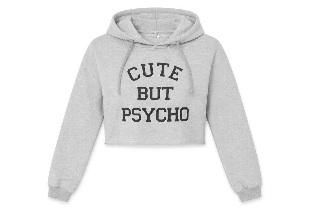 Front view of women’s grey pullover hoodie, size S