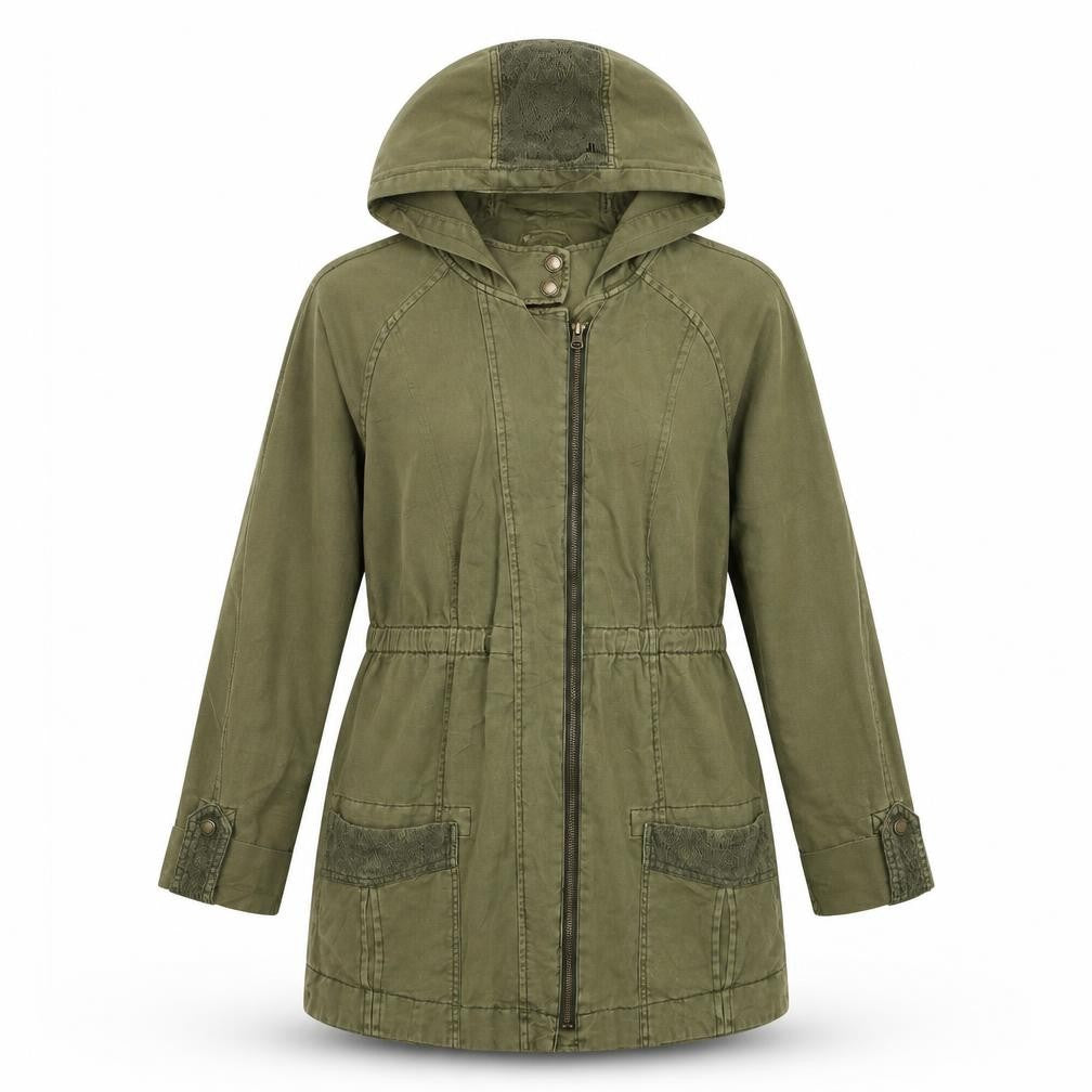 Front view of Matalan women’s green gilet coat, size UK 8