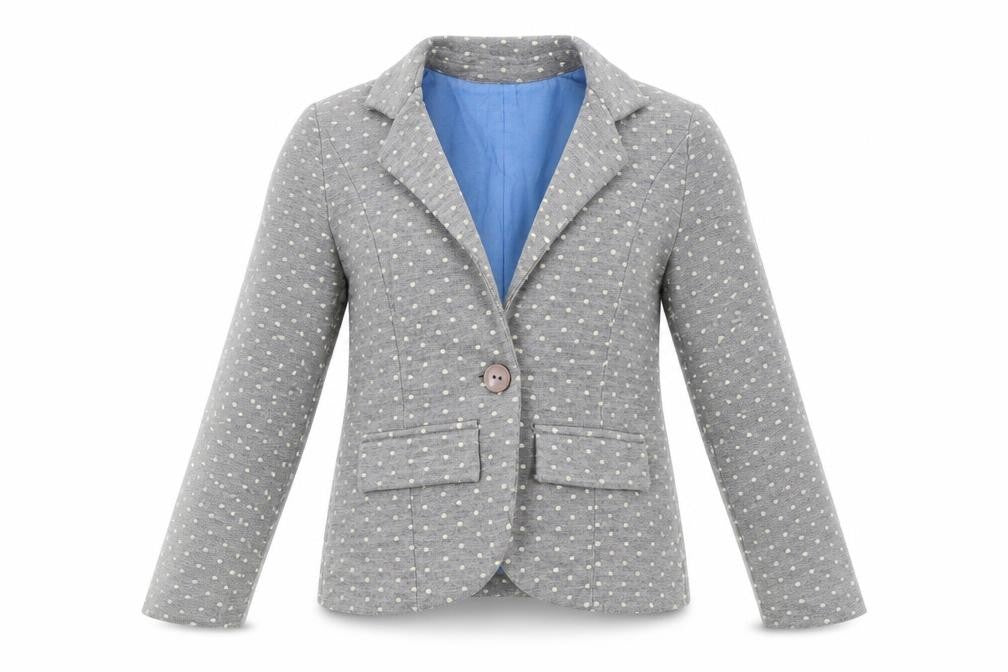 Front view of Marks & Spencer girls’ grey polka dot jacket, size 12-13, years