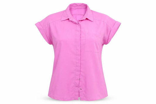 Front view of Atmosphere women’s pink basic button-up, size UK 8