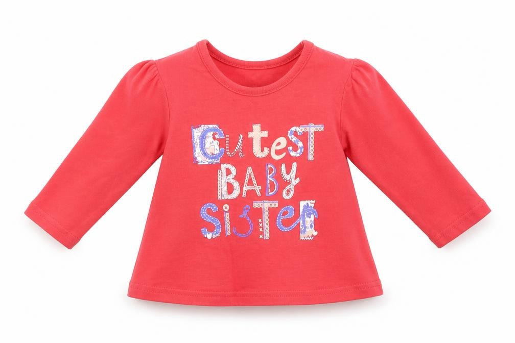 Front view of George girls’ red basic t-shirt, size 6-9, months