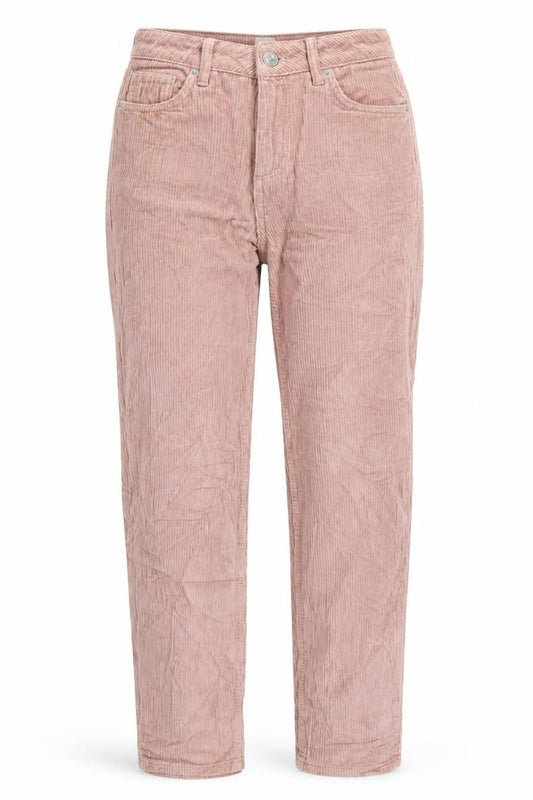 Front view of BDG women’s pink mom jeans, size UK 29, 26-inch leg