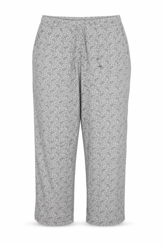 Front view of Marisota women’s blue fair isle trousers, size UK 18, 31-inch leg