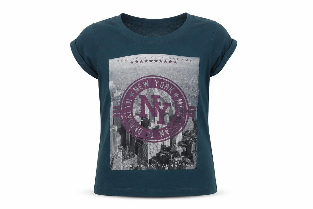 Front view of New Look girls’ green basic t-shirt, size 9, years - nyc