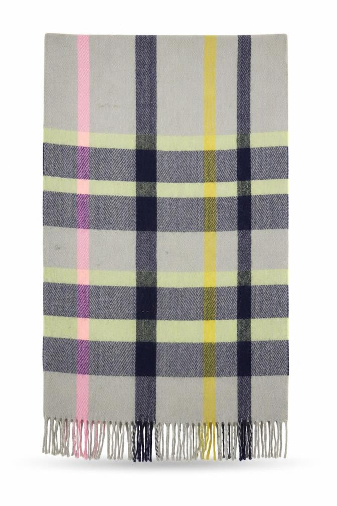 Front view of Marks & Spencer unisex grey check shawl/wrap