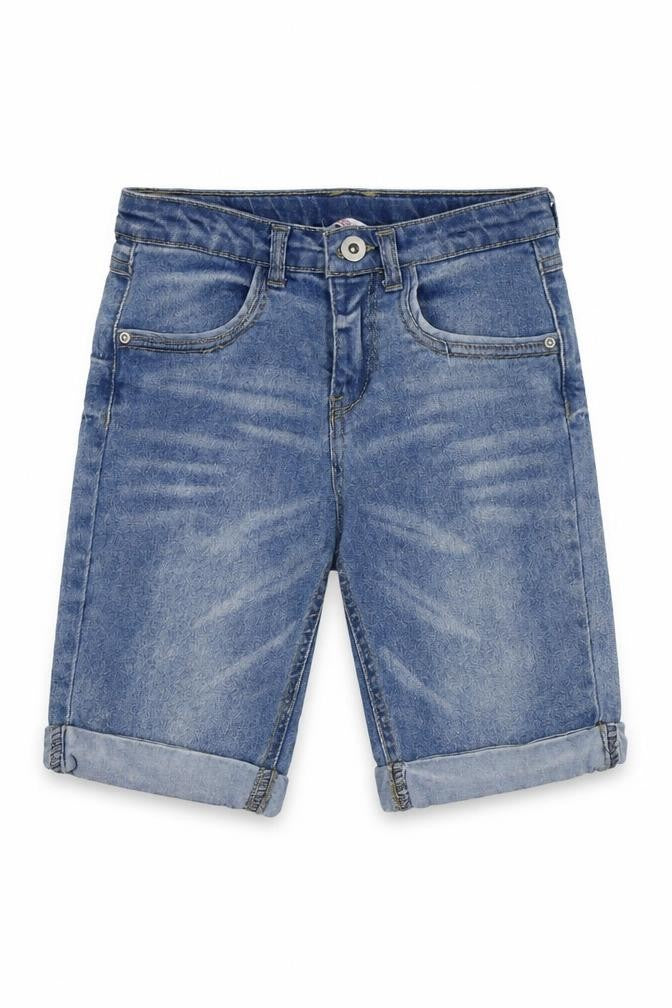 Front view of Miss E-Vie girls’ blue cropped jeans, size 9, years