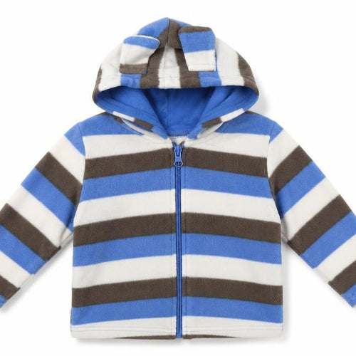 Preworn Baby Blue Striped  Full Zip Jumper Size 12-18 Months