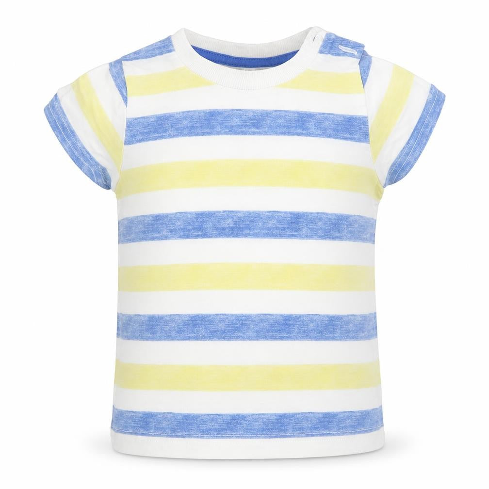Front view of M&Co Baby Blue Striped Basic Polo, size 9-12, Months
