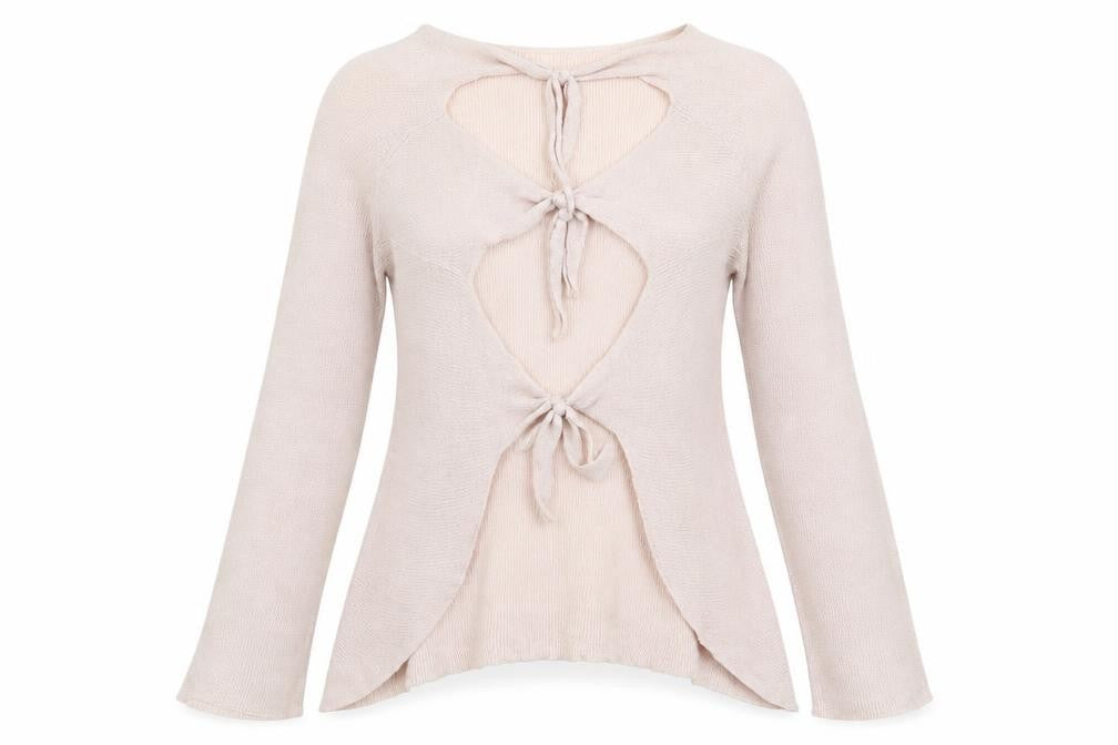 Front view of Zara women’s pink jumper, size UK 8, - open back
