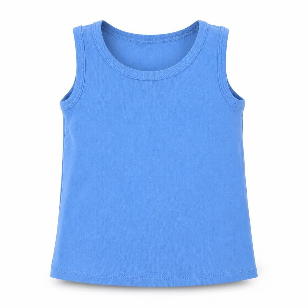 Front view of Marks & Spencer boys’ blue basic tank, size 2-3, years