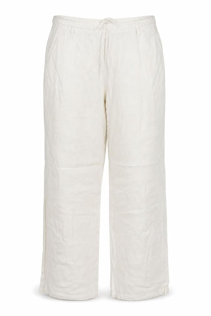 Front view of Mia Moda women’s white trousers, size UK 16, 27-inch leg
