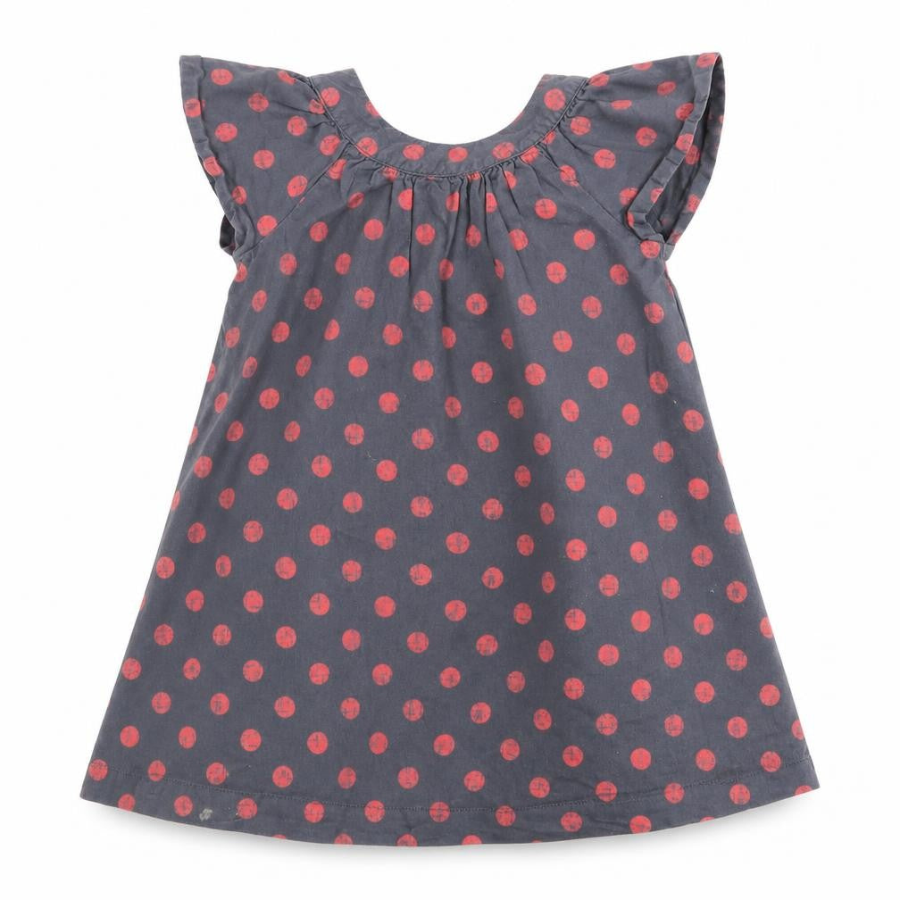Front view of Gap girls’ grey polka dot a-line, size 3, years
