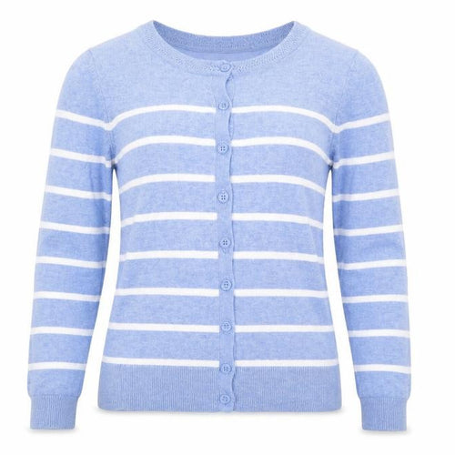 F&F Womens Blue Striped  Cardigan Jumper Size 6
