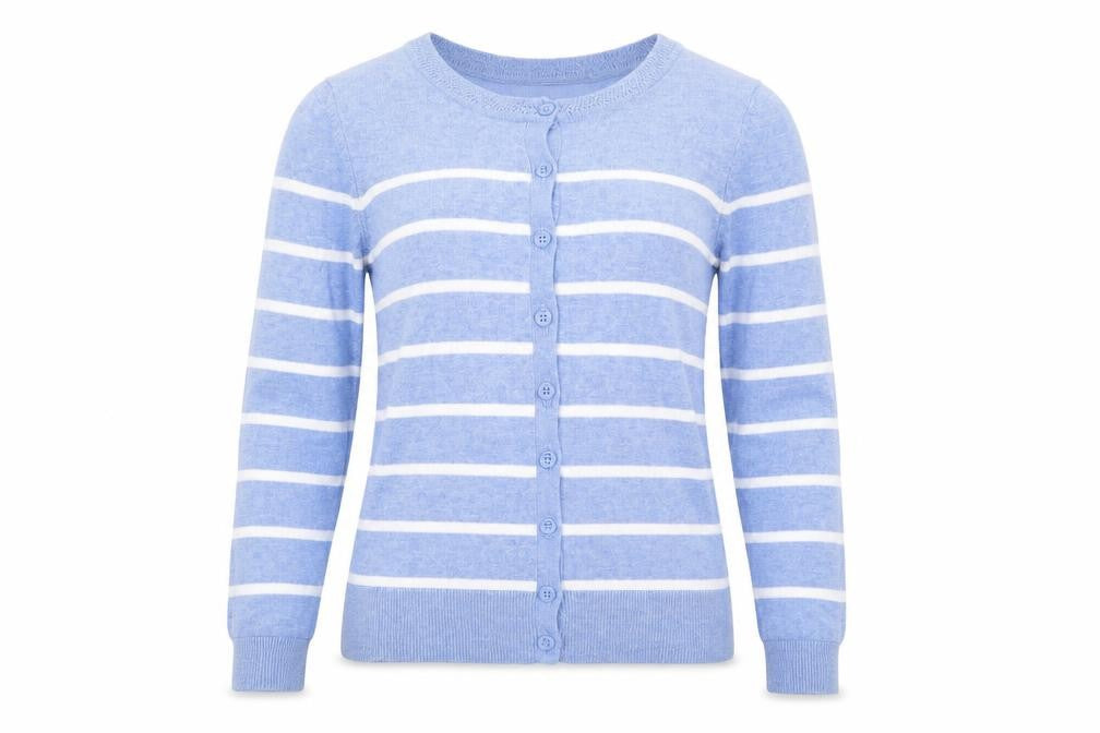 F&F Womens Blue Striped  Cardigan Jumper Size 6