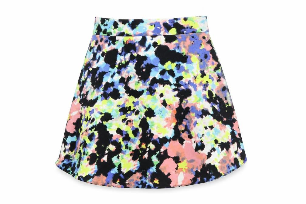 Front view of Atmosphere women’s multicoloured pleated skirt, size UK 8
