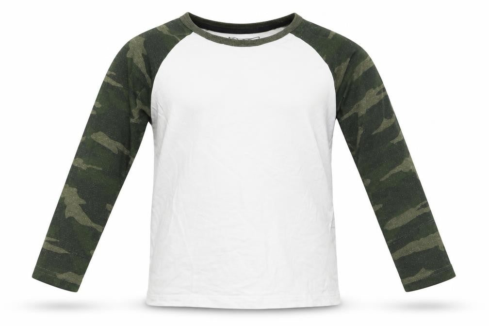 Front view of Matalan boys’ white camouflage basic t-shirt, size 6, years
