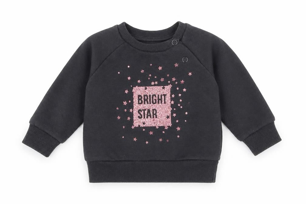 Front view of Primark girls’ grey jumper, size 0-3, months - bright star