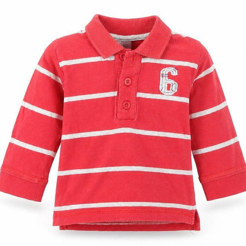 F&F Baby Red Striped  Basic Polo Size 6-9 Months