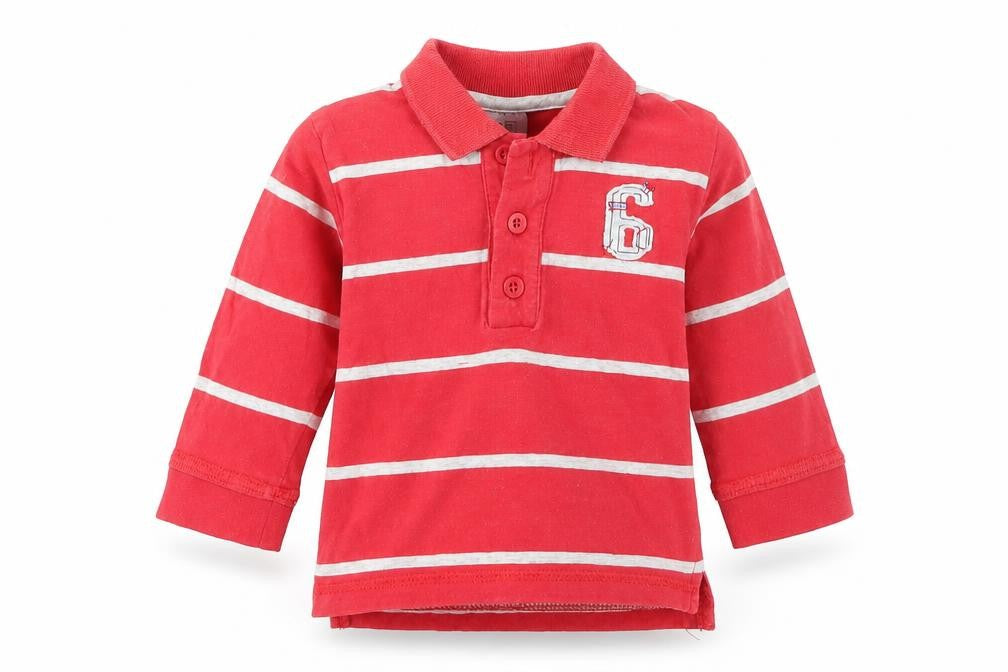 F&F Baby Red Striped  Basic Polo Size 6-9 Months