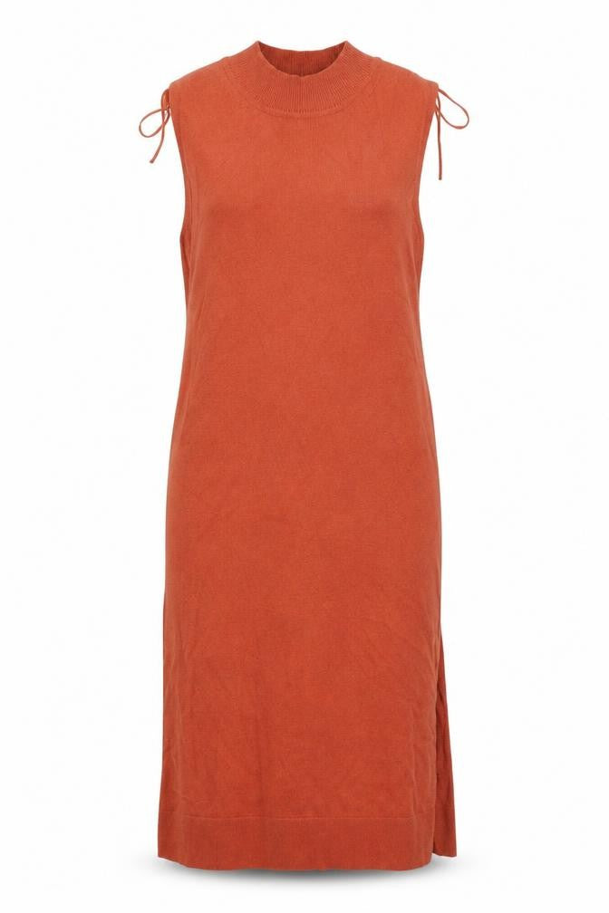 Front view of Peacocks women’s brown jumper dress, size UK 10