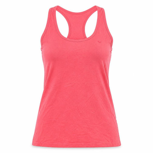 Front view of Pure Simple women’s pink basic tank, size UK 10