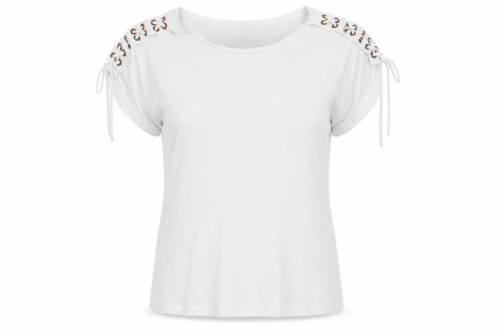Front view of Papaya women’s white basic t-shirt, size UK 10