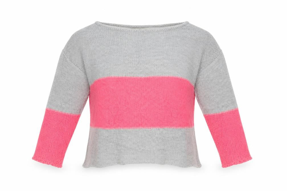 Front view of ASOS women’s multicoloured striped jumper, size UK 4