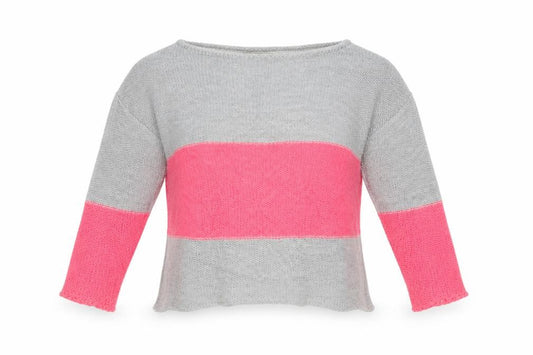 Front view of ASOS women’s multicoloured striped jumper, size UK 4