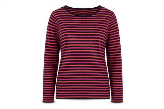 Front view of Marks & Spencer women’s multicoloured striped jumper, size UK 14
