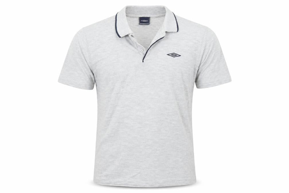 Front view of Umbro men’s grey polo, size M