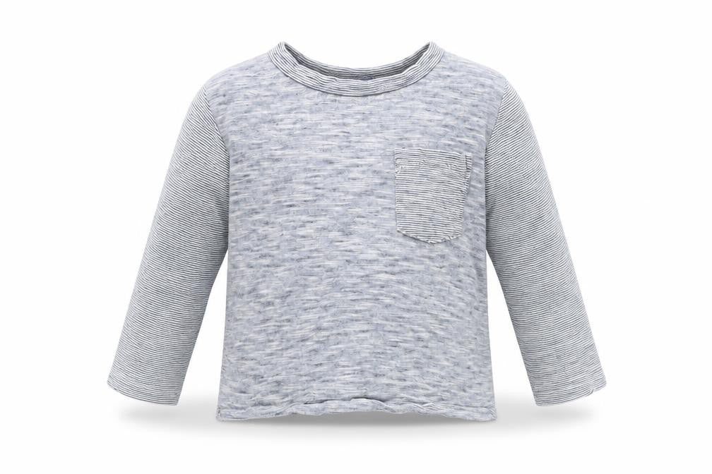Front view of George Baby Blue Striped Basic T-Shirt, size 12-18, Months