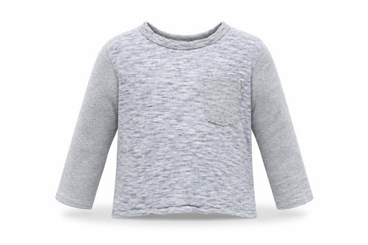 Front view of George Baby Blue Striped Basic T-Shirt, size 12-18, Months