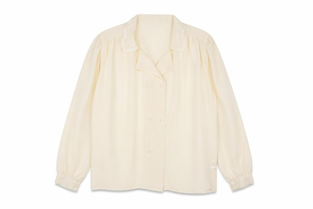Front view of St Bernard women’s ivory basic button-up, size UK 18