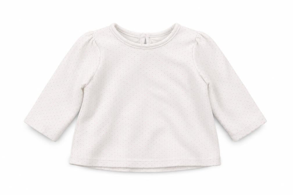 Front view of George girls’ white spotted jumper, size 3-6, months