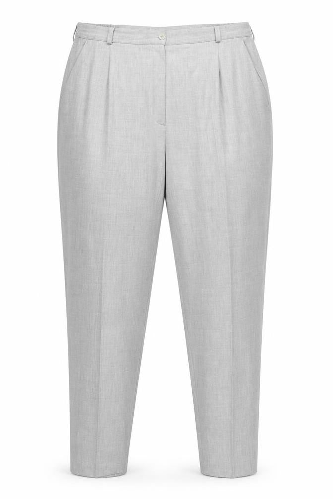 Front view of Plus Collection women’s grey trousers, size UK 20, 28.5-inch leg