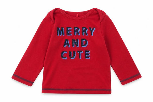 Front view of George boys’ red solid cami pyjama top, size 9-12, months - merry and cute