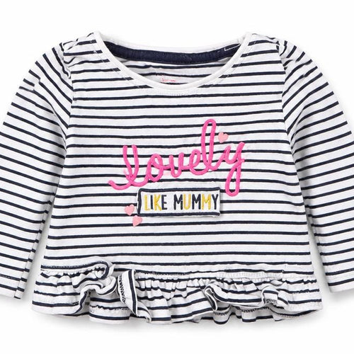 Primark Girls Blue Striped  Basic T-Shirt Size 9-12 Months  - Lovely Like Mummy