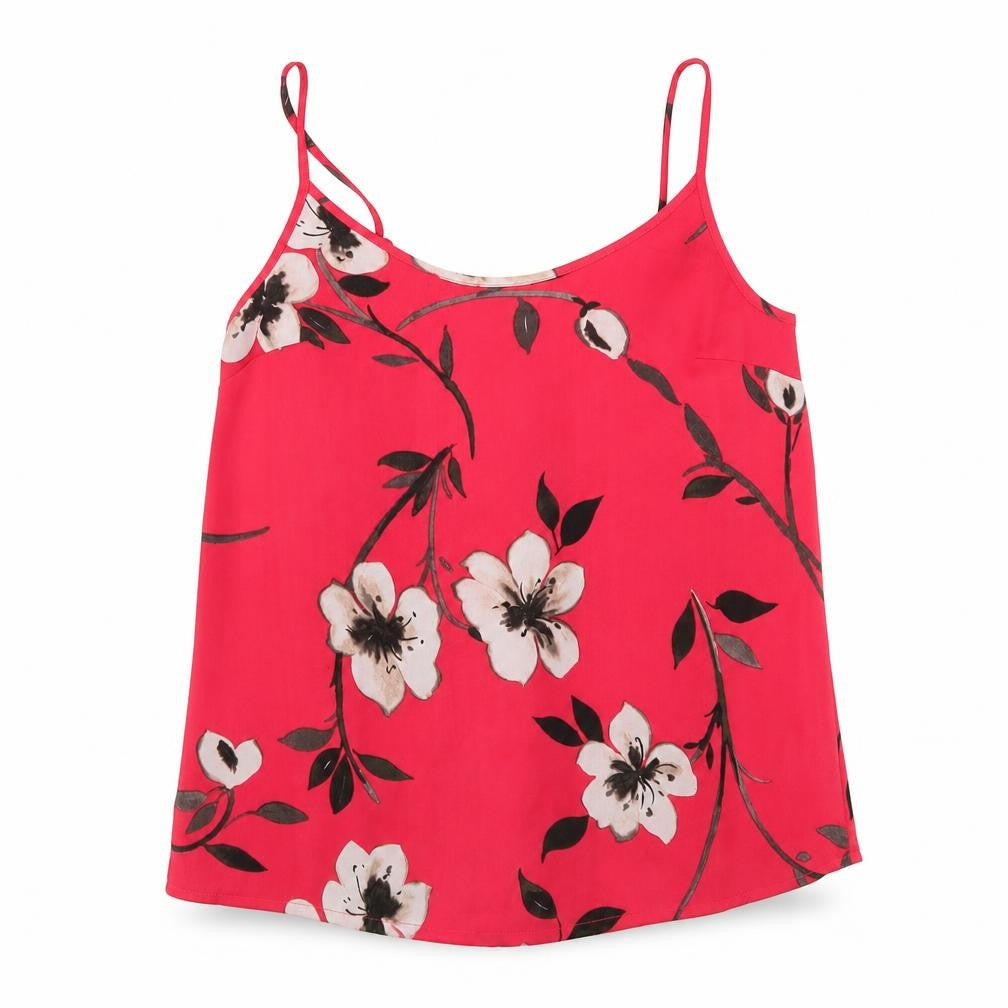 Front view of Next women’s pink floral basic tank, size UK 6