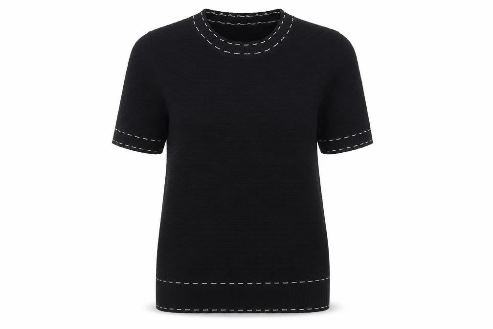Front view of Luc-Ce women’s black basic t-shirt, size M