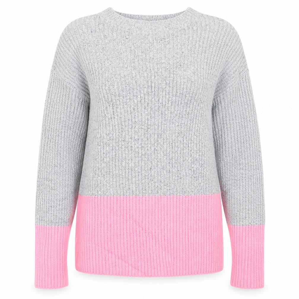 Front view of Primark women’s grey knit jumper, size UK 6