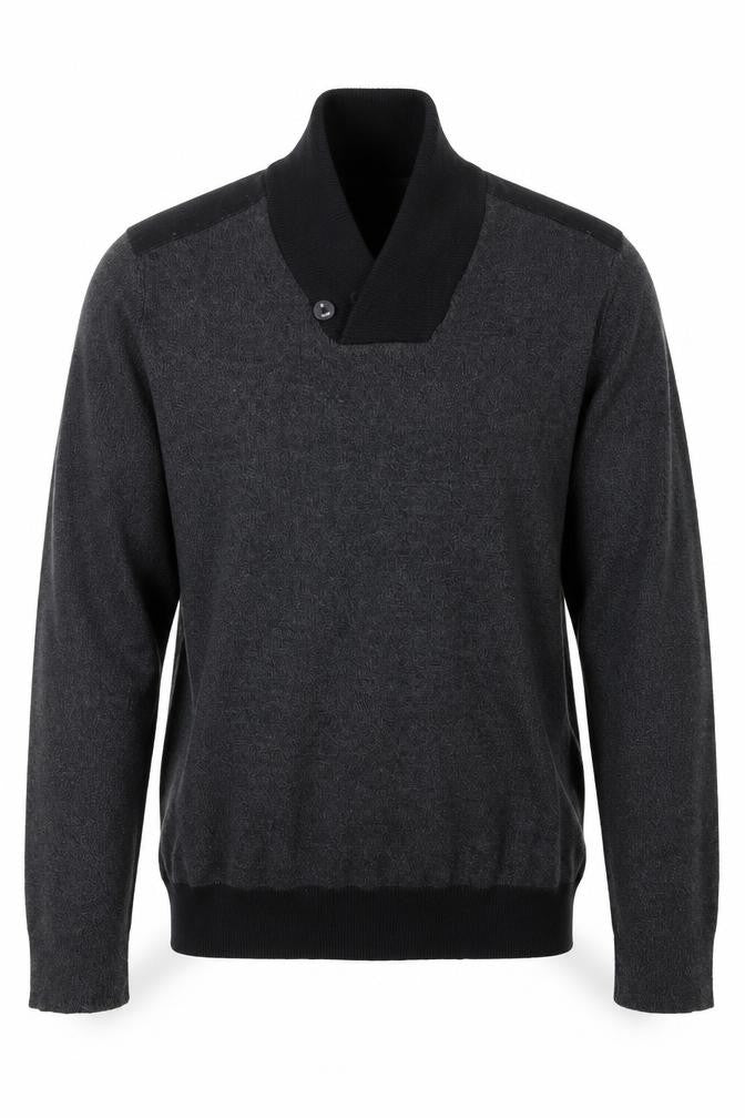 Front view of F&F men’s black knit jumper, size L