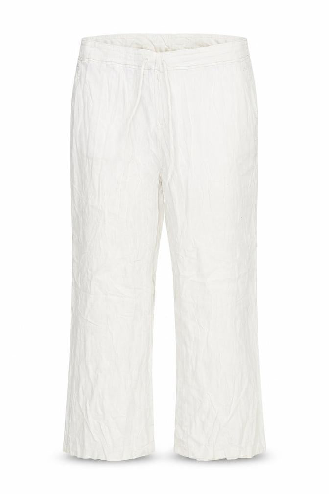 Front view of Preworn women’s white trousers, size UK 38, in, 30-inch leg