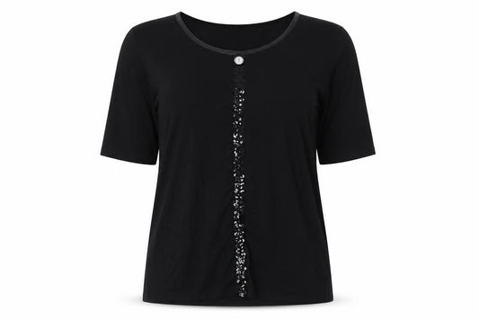 Front view of halina women’s black basic t-shirt, size UK 18