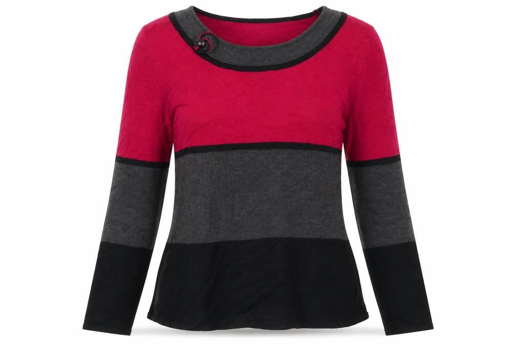 Front view of Anonymous women’s multicoloured striped jumper, size S